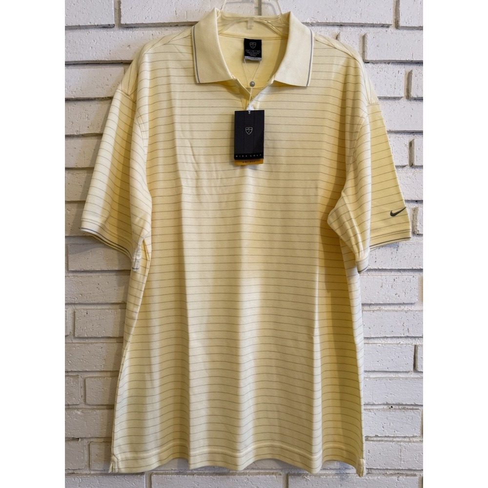 NIKE Dri Fit Men's Yellow Striped Short Sleeve Golf Polo Shirt, Sz‎ XL  NWT